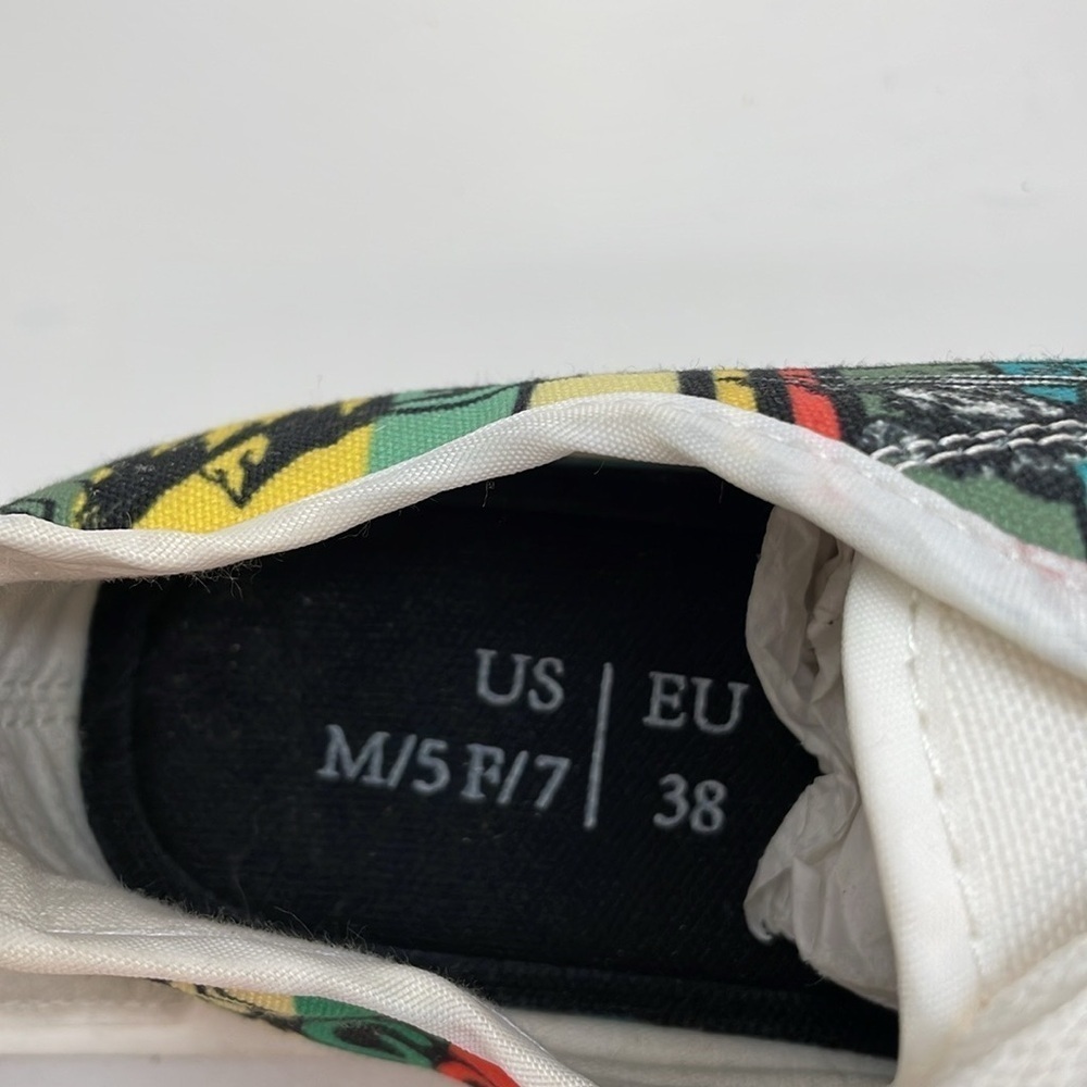 GONE SKIING Shoes Converse Style Sneakers Yellow White Green Size 7 Women 5 Mens - Picture 11 of 11